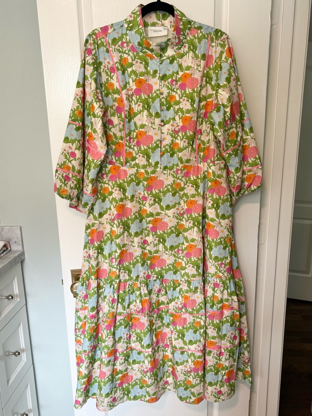 Tuckernuck Hyacinth House Multi Green Begonia Floral Hillsborough Midi Dress